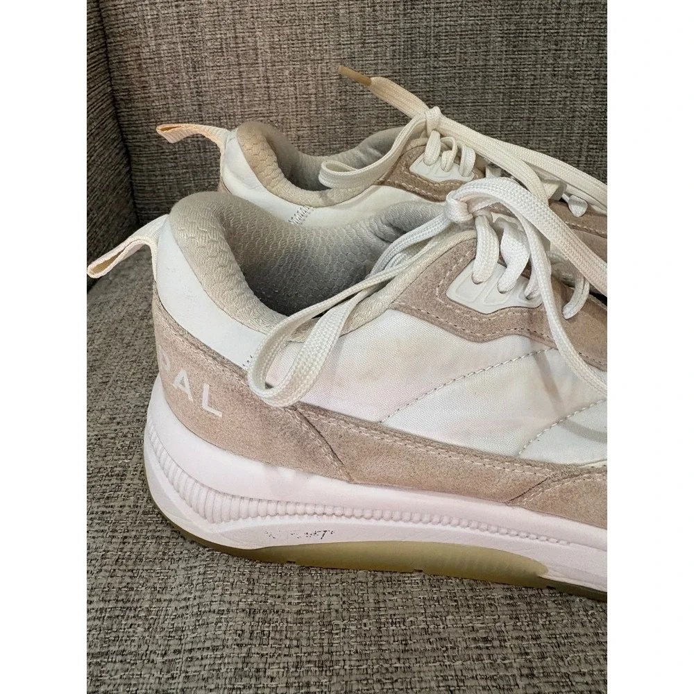 Municipal Origin Mens Sneakers Cream Tan Low Top Mesh Suede Trainers Sz 11.5